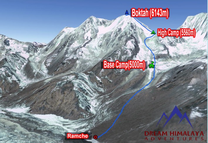 Bokta Peak (6143m) Climbing Route 