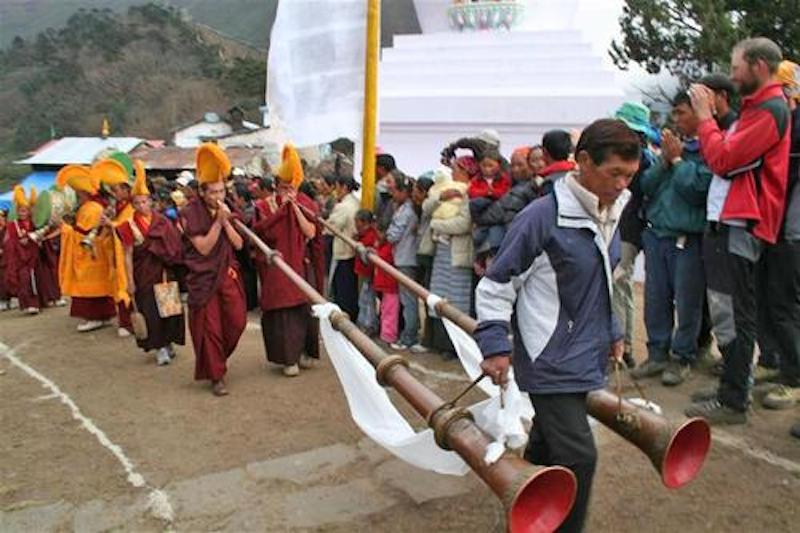 Buddhist monks dance on Mani rimdu festival in everest region