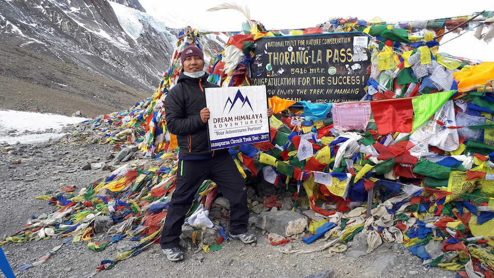 Dawa Sherpa Lama at Thorang La Pass 